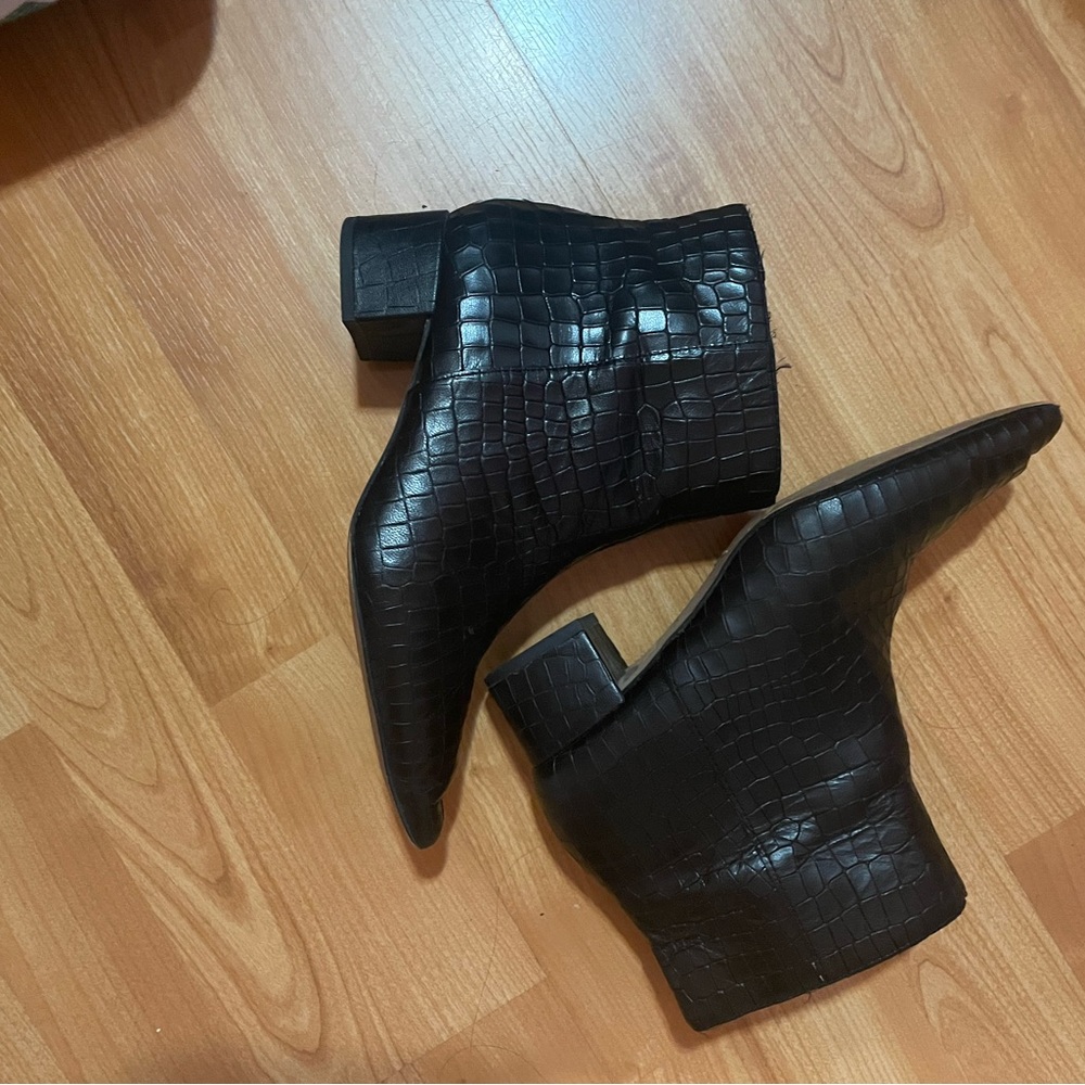 Black Corso Como Faux Snakeskin Booties Size 7
